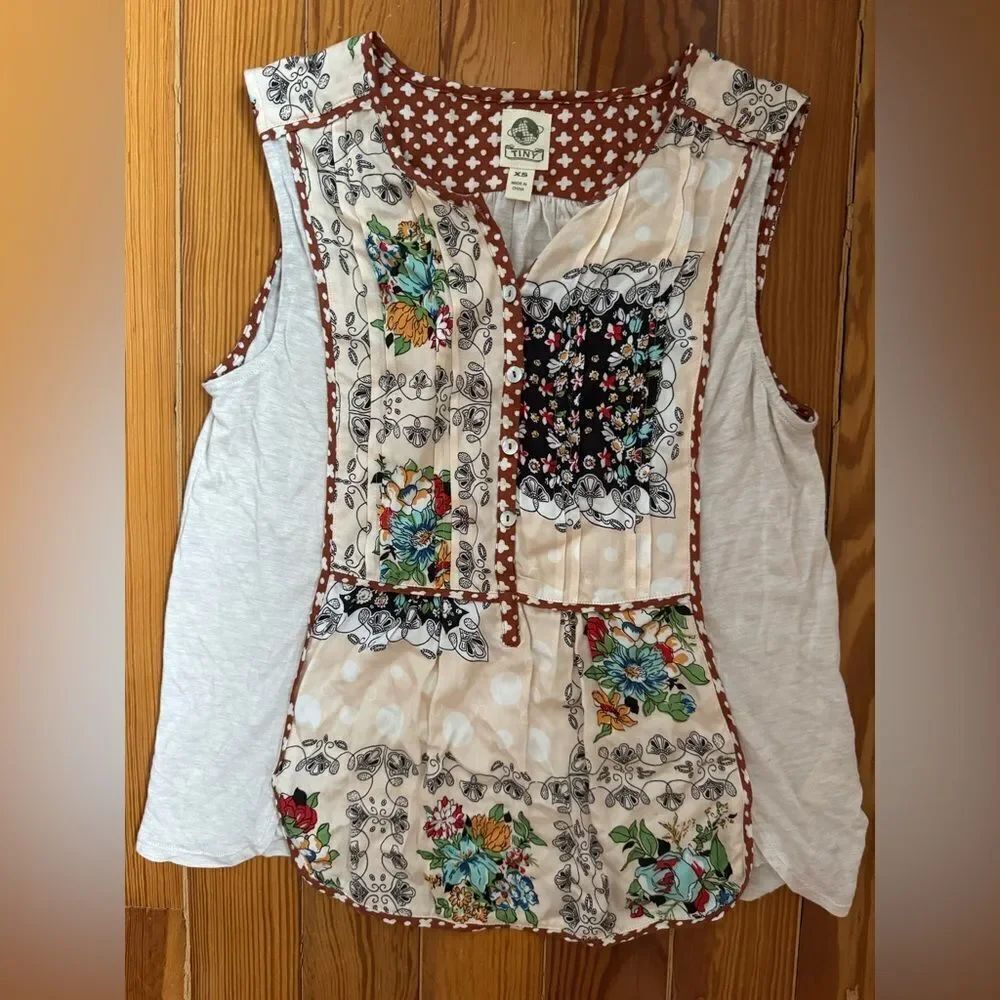 Anthropologie Tiny Mixed Print Top